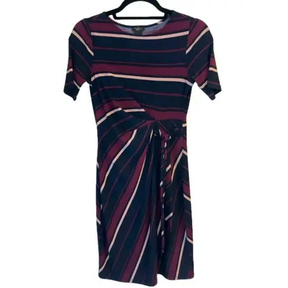 Ann Taylor Striped Wrap Dress/XXSmall-Petite - Picture 2 of 7